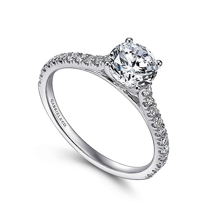 14K White Gold Josephine Classic Round Natural Diamonds Engagement Ring
