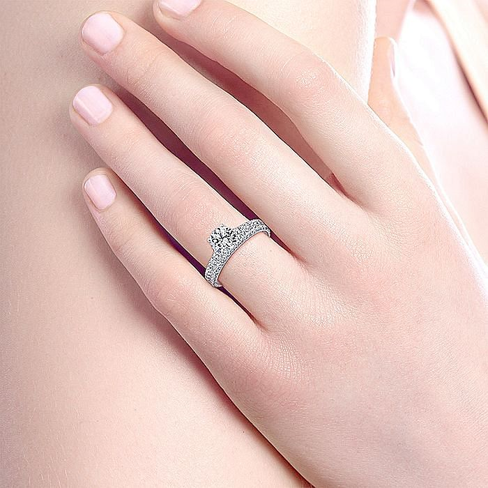 14K White Gold Josephine Classic Round Natural Diamonds Engagement Ring