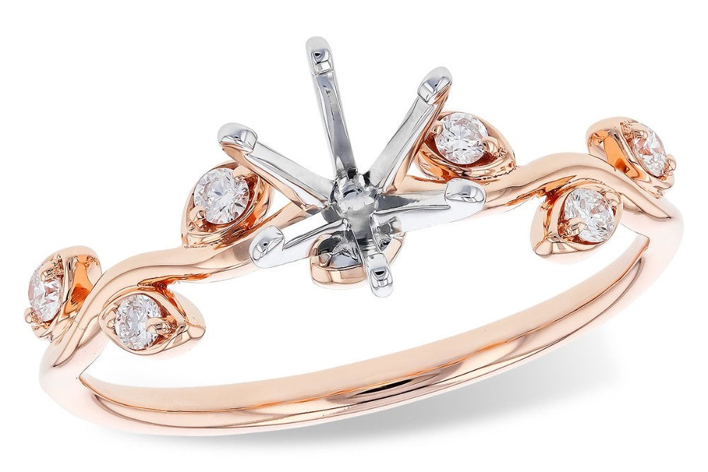 14K Rose And White Gold Branch Motif Diamond Engagement Ring