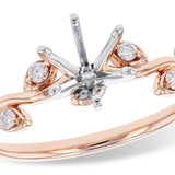 14K Rose And White Gold Branch Motif Diamond Engagement Ring