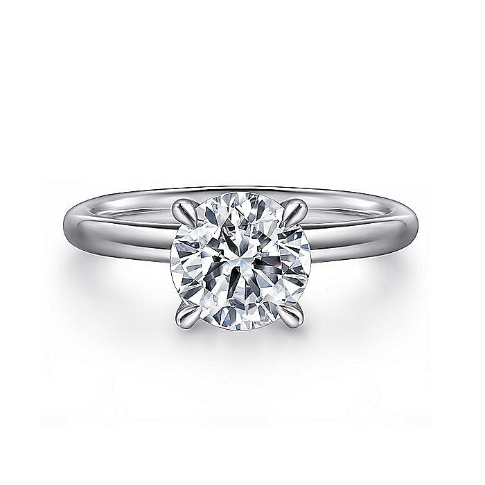 14K White Gold ‘Lark’ Round Solitaire Engagement Ring