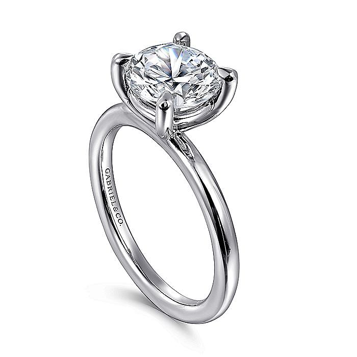 14K White Gold ‘Lark’ Round Solitaire Engagement Ring