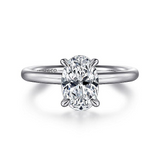 14K White Gold Lark Oval Solitaire Engagement Ring
