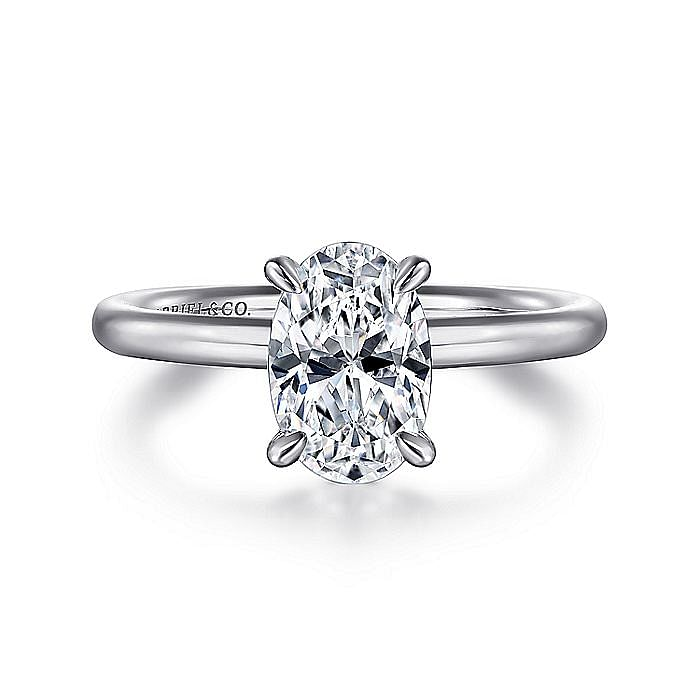 14K White Gold Lark Oval Solitaire Engagement Ring