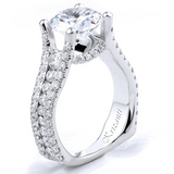 18K White Gold Wide Band Engagement Ring