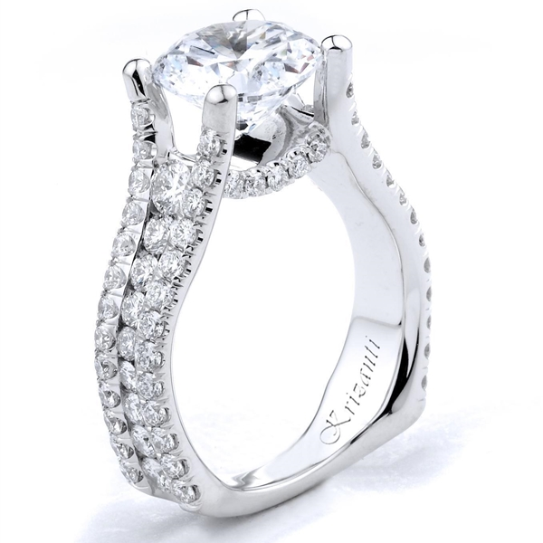 18K White Gold Wide Band Engagement Ring