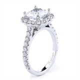 18K White Gold Halo Cushion Diamond Engagement Ring