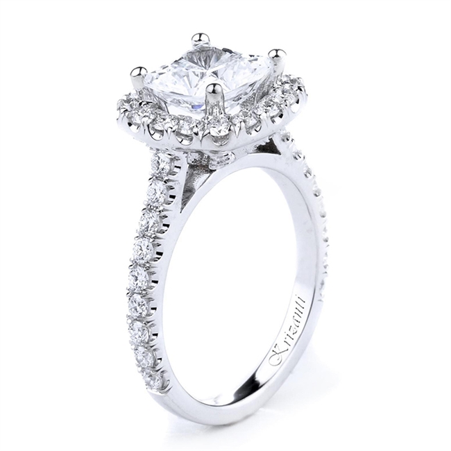 18K White Gold Halo Cushion Diamond Engagement Ring