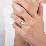 14K White Gold Hart Hidden Halo Emerald Cut Diamond Engagement Ring