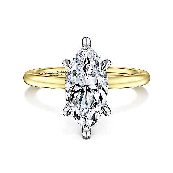 14K Yellow And White Cari Hidden Halo Marquise Diamond Engagement Ring