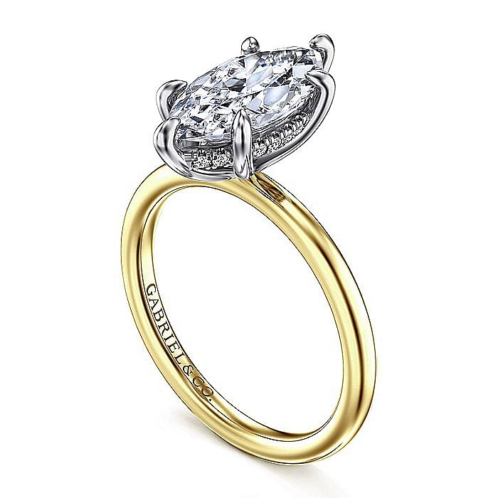 14K Yellow And White Cari Hidden Halo Marquise Diamond Engagement Ring