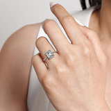 14K White Gold Hart Hidden Halo Emerald Cut Diamond Engagement Ring