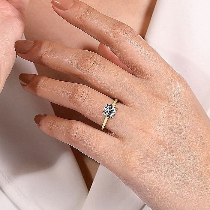 14K Yellow Gold Ericka Round Diamond Hidden Halo Engagement Ring