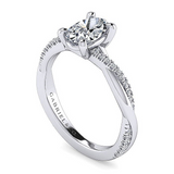 14K White Gold Campana Twisted Oval Natural Diamonds Engagement Ring
