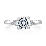 14K White Gold Vintage Round Natural Diamonds Engagement Ring