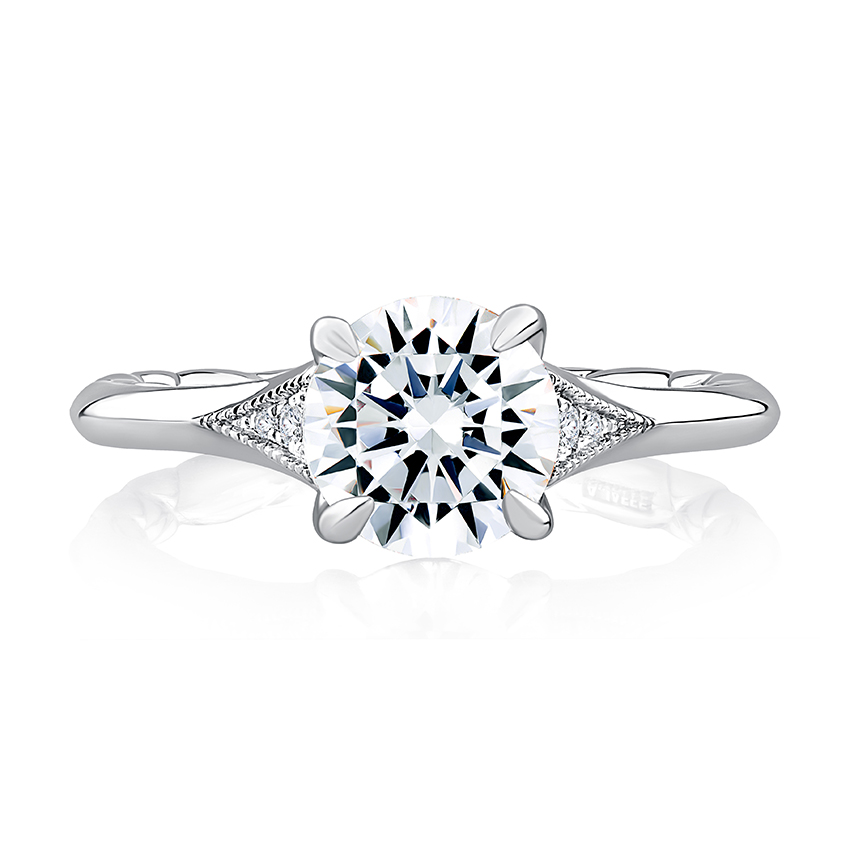 14K White Gold Vintage Round Natural Diamonds Engagement Ring