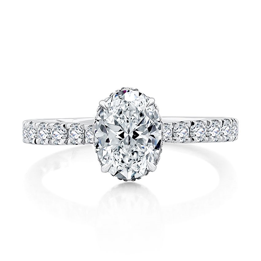 14K White And Rose Gold Hiddle Halo Engagement Ring