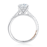 14K White And Rose Gold Twist Round Diamond Engagement Ring