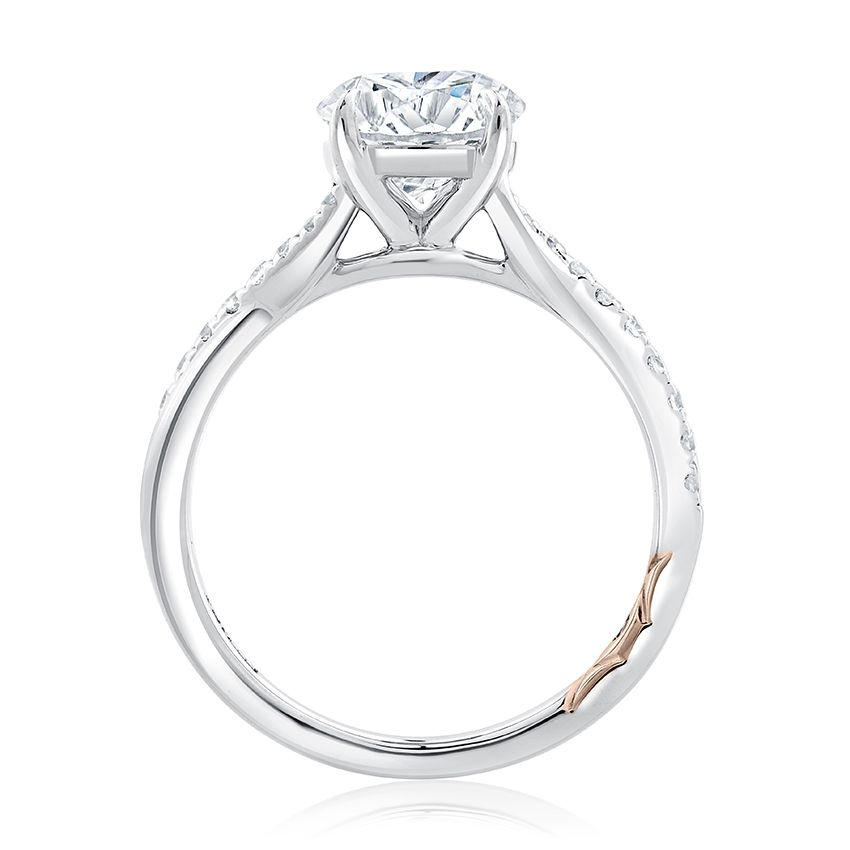 14K White And Rose Gold Twist Round Diamond Engagement Ring
