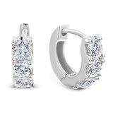 18K White Gold 12Mm Round Huggie Natural Diamonds Hoop Earrings