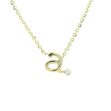 14K Yellow Gold 'A' Initial Diamond Necklace with a .02ct natural diamond
