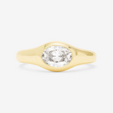 18K Yellow Gold Overlay 'She's A Boss' Oval Cubic Zirconia Signet Ring