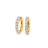 14K White Gold 18Mm Round Huggie Natural Diamonds Hoop Earrings