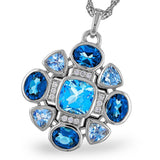 14K White Gold Blue Topaz Contemporary Pendant