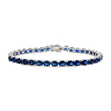 Sterling Silver September Birthstone Oval Lab Grown Sapphires Tennis Bracelet