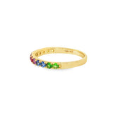14K Yellow Gold Round Sapphires Band Ring