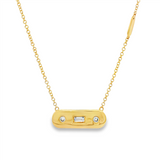 14K Yellow Gold Natural Diamonds Bar Necklace