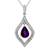 14K White Gold Amethyst Drop Pendant