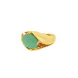 JT ESTATE 14K Yellow Gold Jadeite Split Shank Solitaire Ring