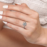 14K White Gold Catallina Halo Emerald Cut Diamond Engagement Ring