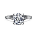 14K White Gold Aline Round Diamond Hidden Halo Engagement Ring
