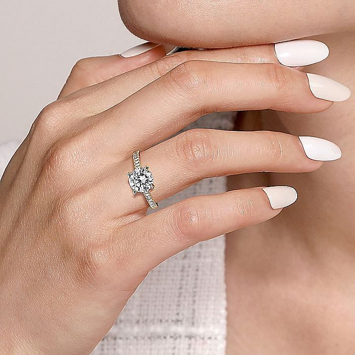 14K Yellow And White Gold Erica Classic Round Diamond Engagement Ring
