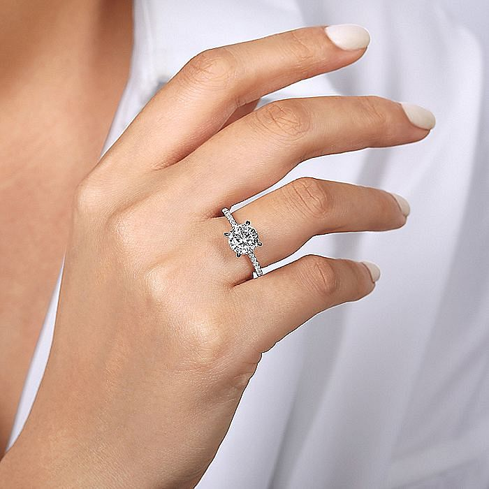 14K White Gold Broderick Classic Round Diamond Engagement Ring