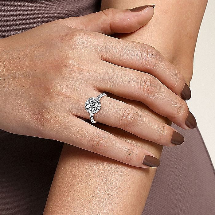 14K White Gold Carly Halo Round Diamond Engagement Ring