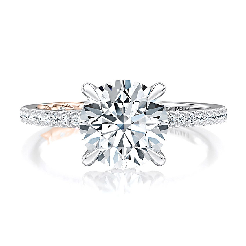 14K White And Rose Hidden Halo Diamond Engagement Ring