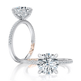 14K White And Rose Hidden Halo Diamond Engagement Ring