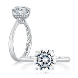 14K White Gold Hidden Halo Diamond Engagement Ring