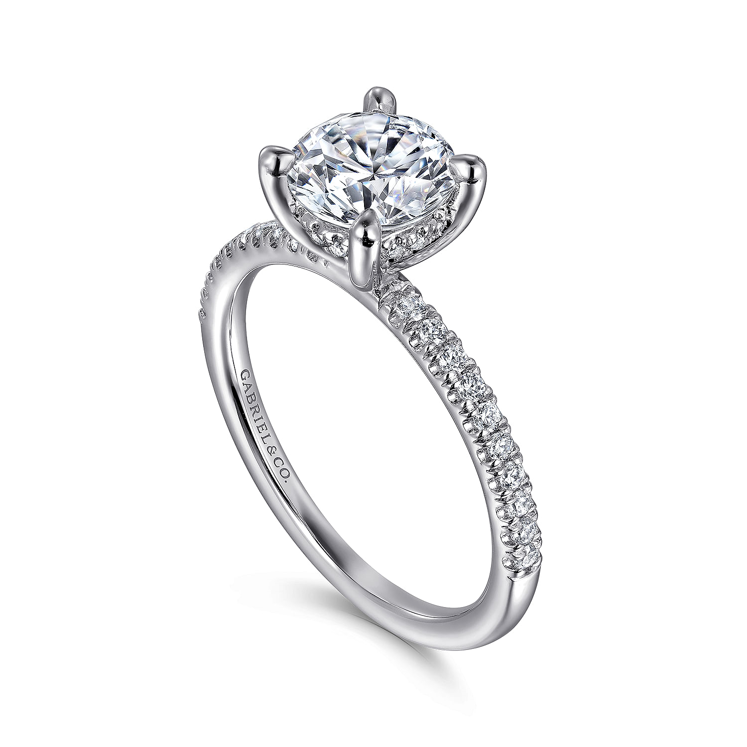 14K White Gold Stasia Classic Round Natural Diamonds Engagement Ring