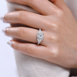 14K White Gold Windsor Vintage Round Natural Diamonds Engagement Ring