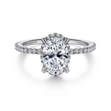 Platinum Hart Hidden Halo Oval Diamond Engagement Ring