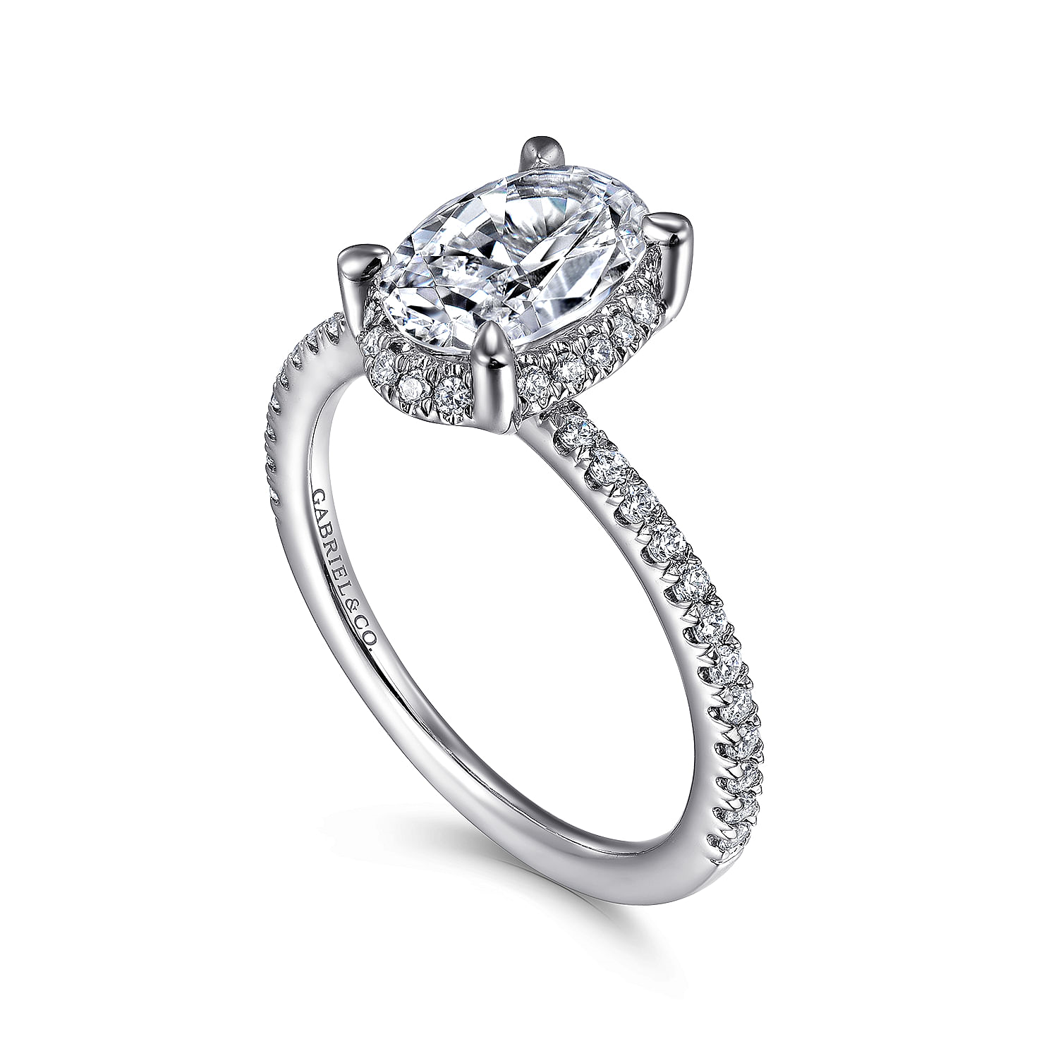 Platinum Hart Hidden Halo Oval Diamond Engagement Ring