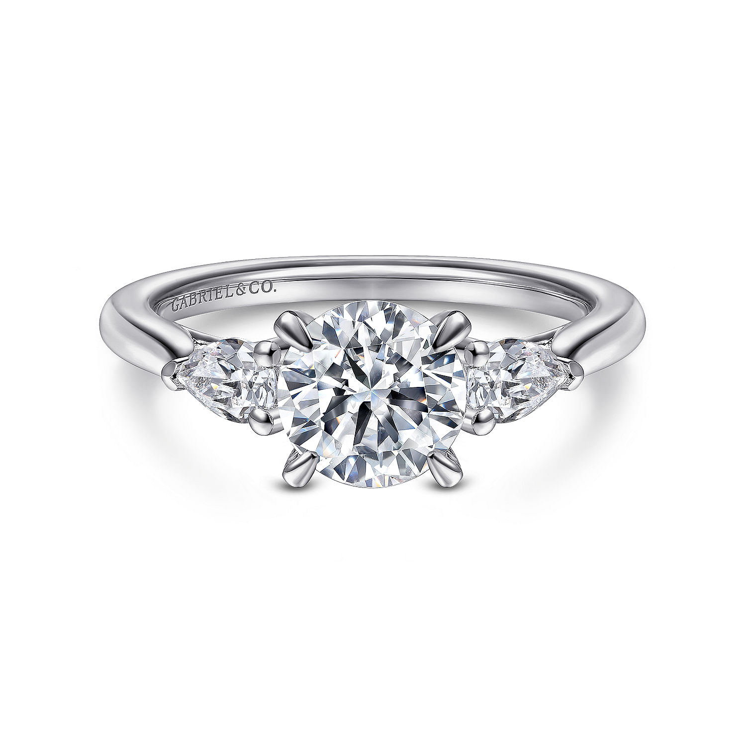 Platinum Sunday Three Stone Round Diamond Engagement Ring