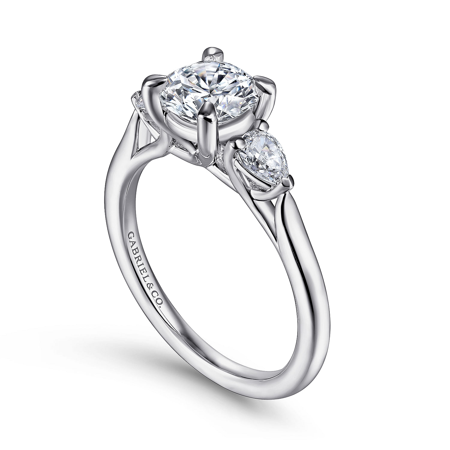 Platinum Sunday Three Stone Round Diamond Engagement Ring