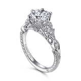 18K White Gold Indira Vintage Round Diamond Engagement Ring