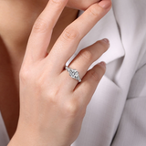 18K White Gold Indira Vintage Inspiration Round Diamond Engagement Ring