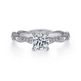 14K White Gold Sadie Vintage Inspired Round Diamond Engagement Ring
